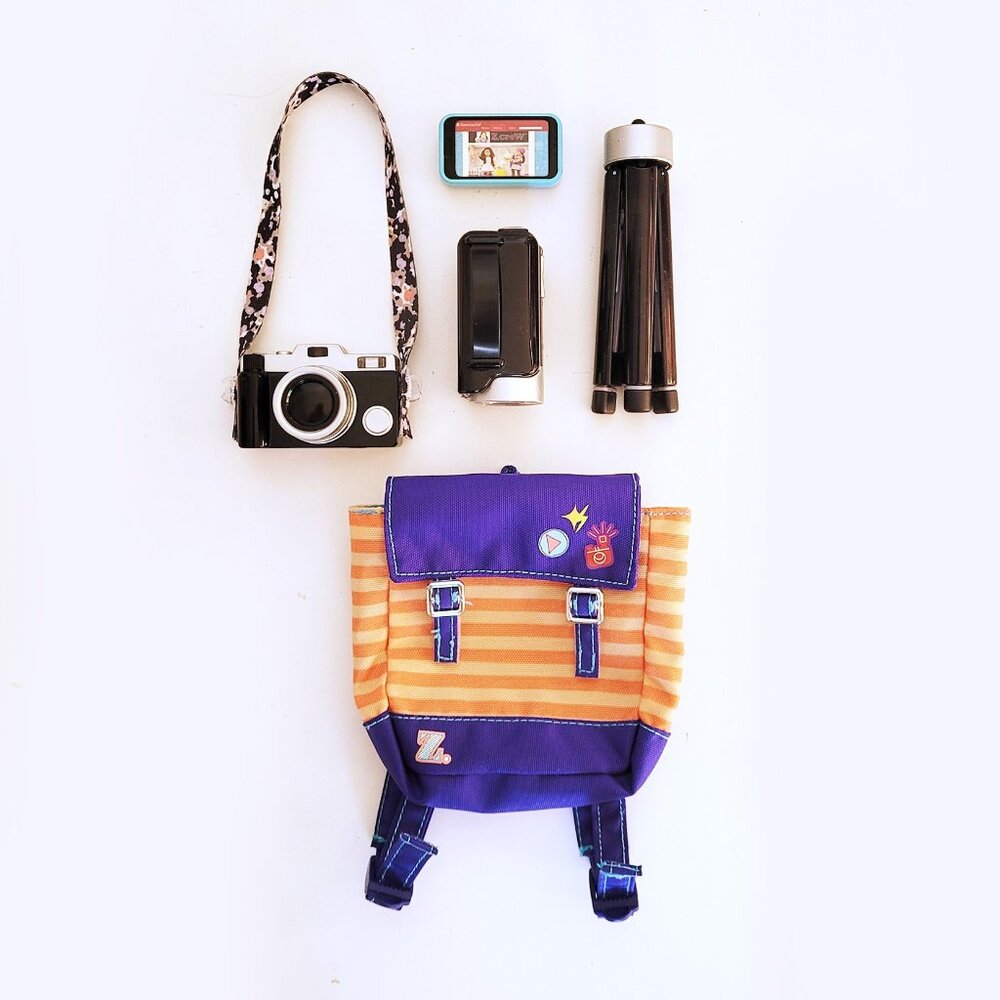 American Girl Doll Z Yang Filming Accessories Camera Video Backpack Set READ